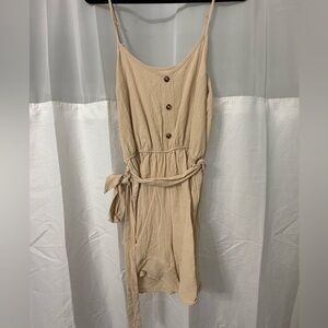 Casual Tan Spaghetti Strap Romper
